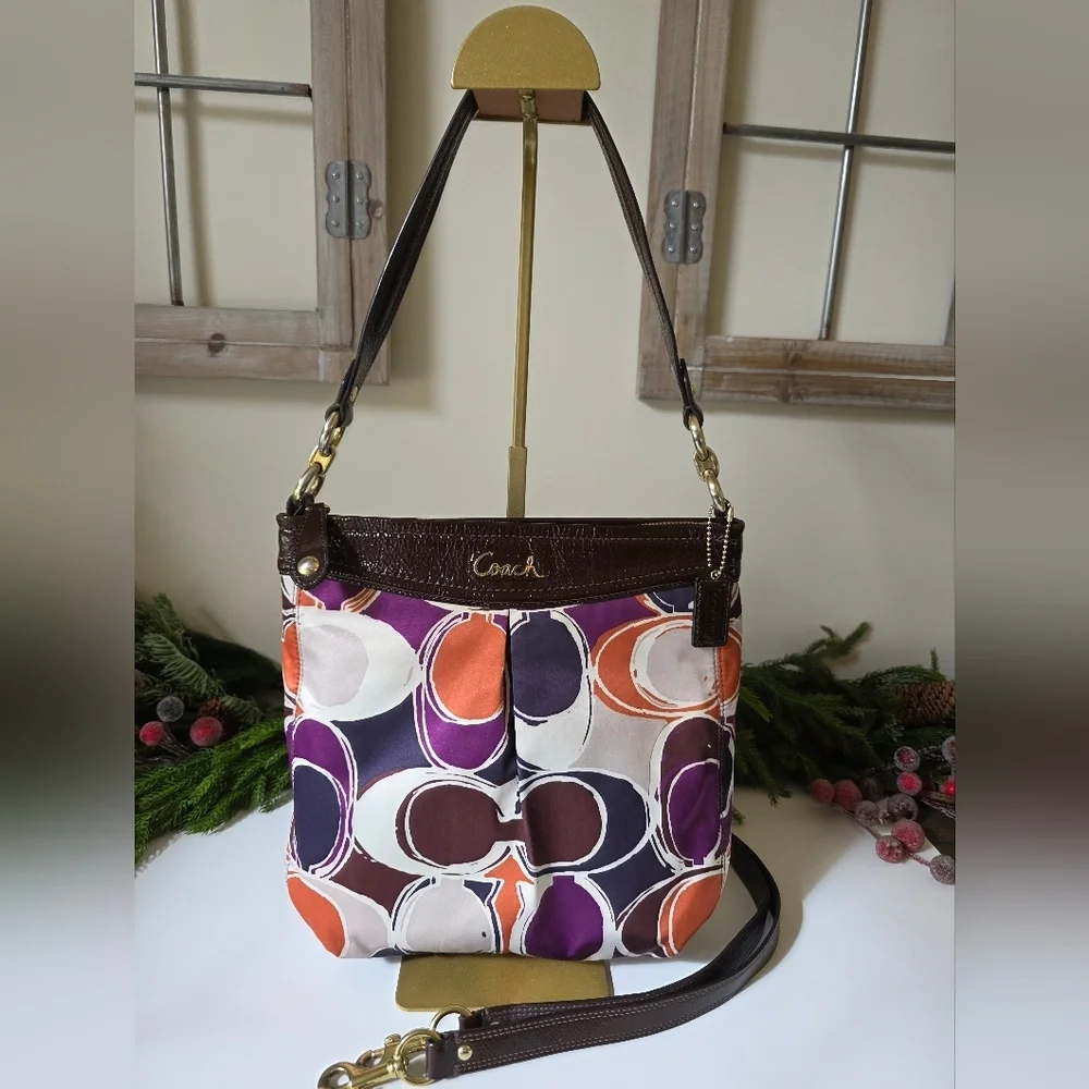 Coach Ashley Scarf Print Hippie Shoulder/Crossbody - Multicolor Logo Sateen - Picture 4 of 13